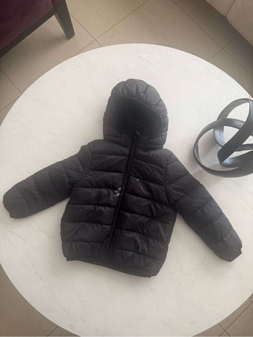 H&M Black Quilted Jacket with Hood size 2T